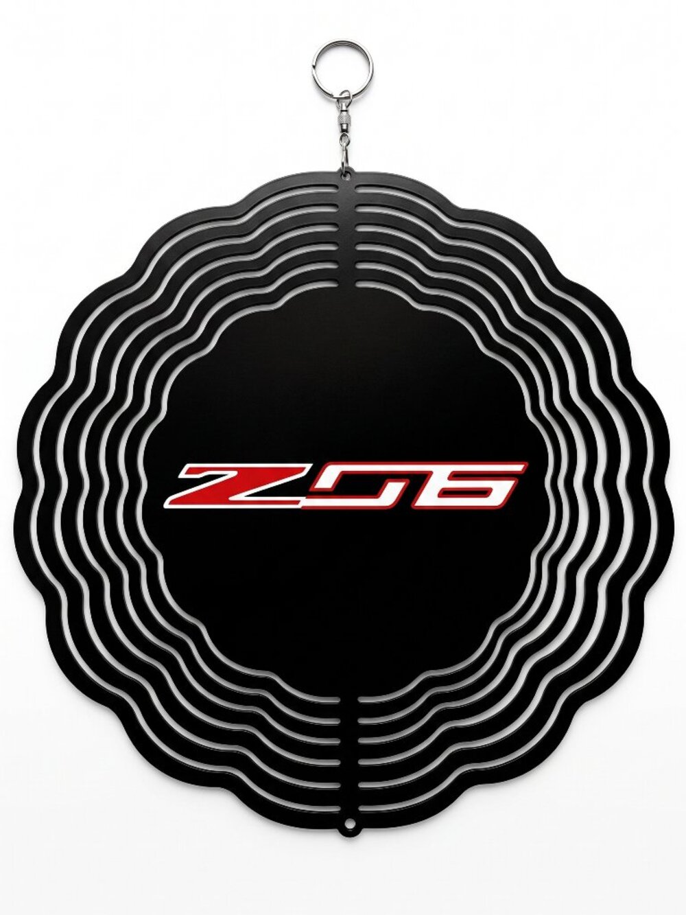 10" Chevy Corvette Z06 Logo Metal Kinetic Wind Spinner - Outdoor Yard Decor